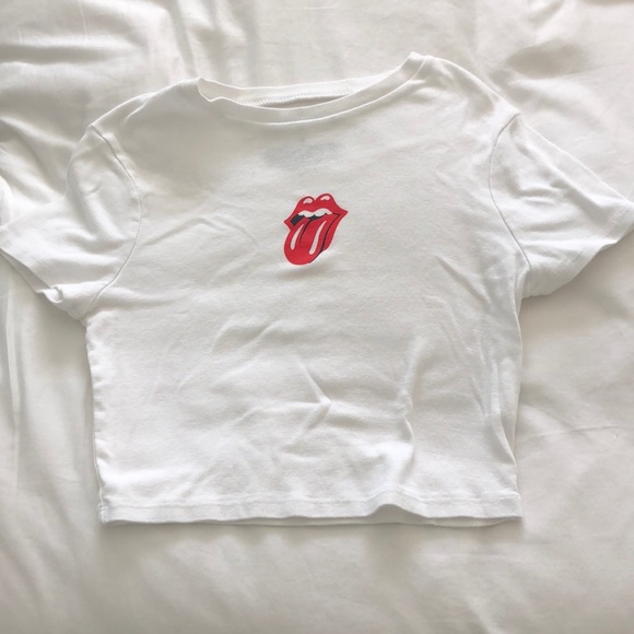 Urban Outfitters Tops - Rolling Stones cropped white tee shirt